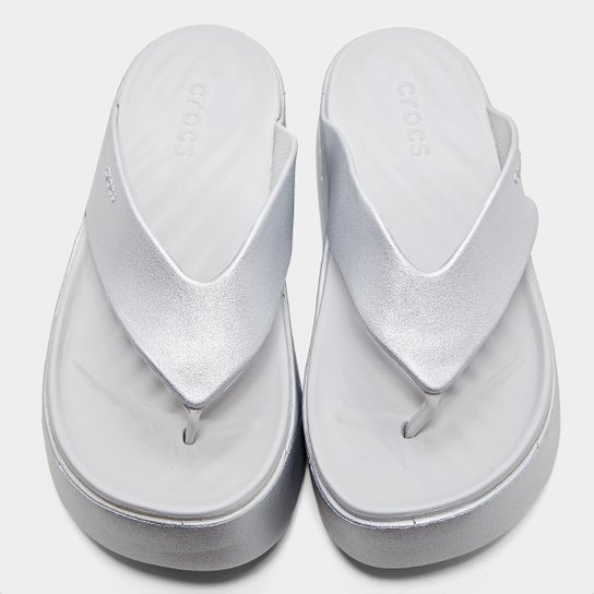 Sandália Crocs Metallic Plataform Flip Feminina