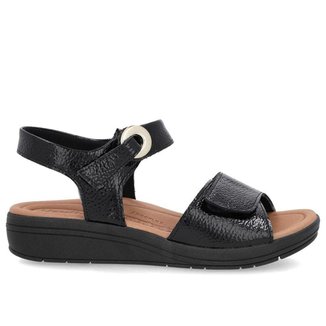 Sandália Feminina Usaflex Anabela Couro Preta - AK0508001