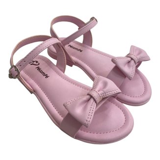 Sandalia Rasteira Infantil Menina Pe Com Pe Laço + Bolsa  800106 Rosa