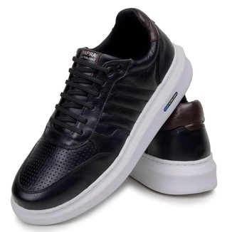 Sapatenis Masculino Couro 100% Legitimo Moderno Casual Detalhado Sola Alta Confortável Macio
