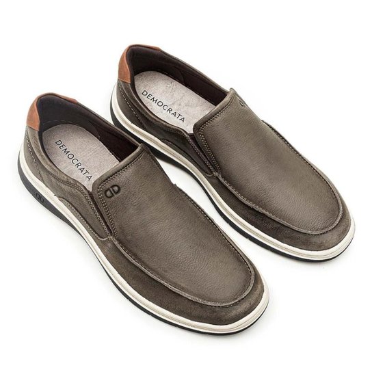 Sapatênis Slip On De Couro Democrata Masculino Easy Leave 245201