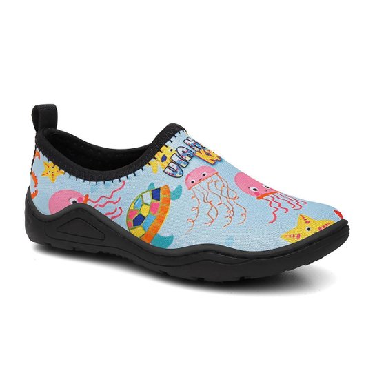 Sapatilha Nautica Infantil Neoprene Estampa Agua Viva Solado Antiderrapante Macia Segura Hibrida