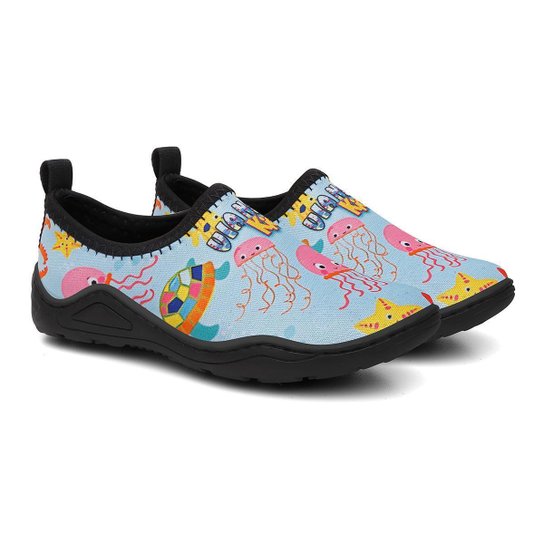 Sapatilha Nautica Infantil Neoprene Estampa Agua Viva Solado Antiderrapante Macia Segura Hibrida