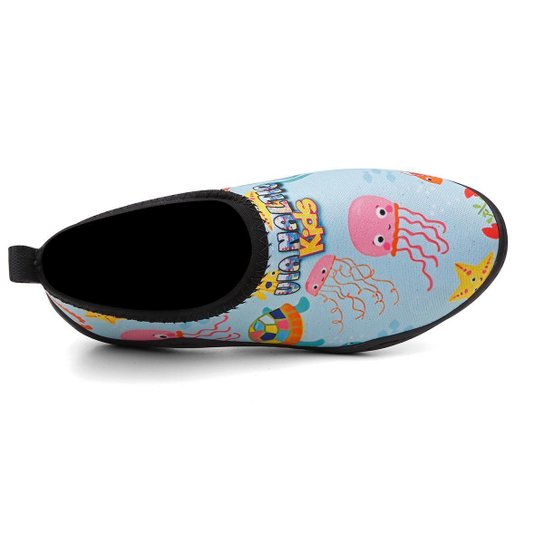 Sapatilha Nautica Infantil Neoprene Estampa Agua Viva Solado Antiderrapante Macia Segura Hibrida