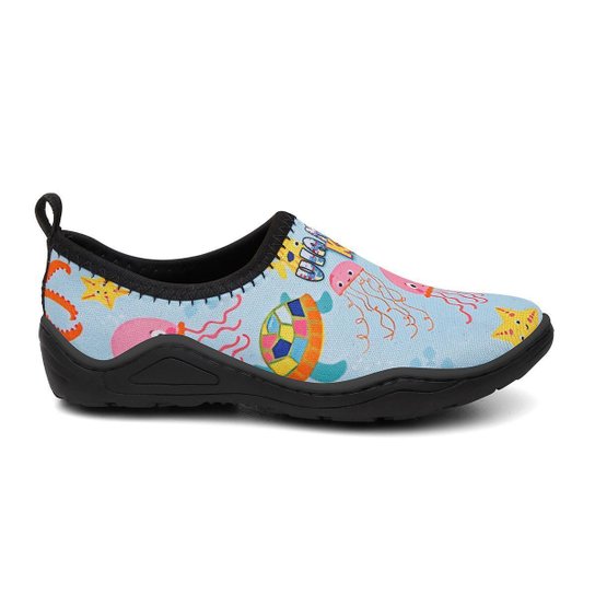 Sapatilha Nautica Infantil Neoprene Estampa Agua Viva Solado Antiderrapante Macia Segura Hibrida