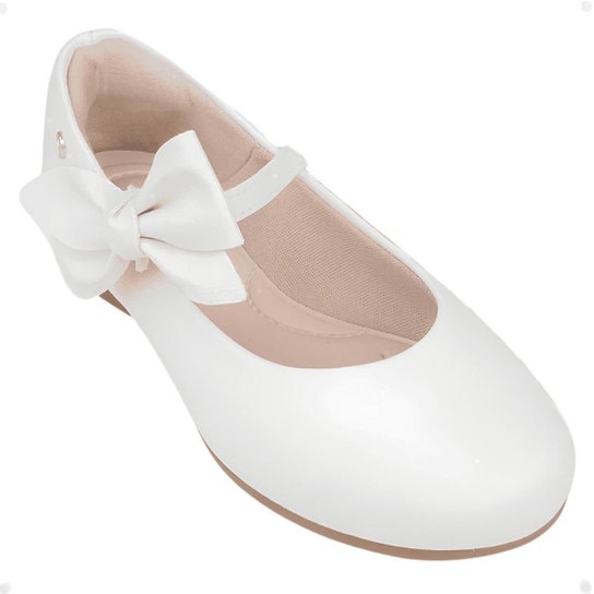 Sapato Infantil Pampili Festa Angel Com Laço Branco Fosco