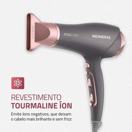 Secador de Cabelo Mondial Keratin Grafite e Rosé