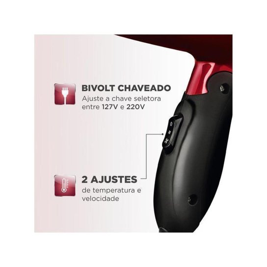 Secador de Cabelo Mondial Max Travel Vermelho