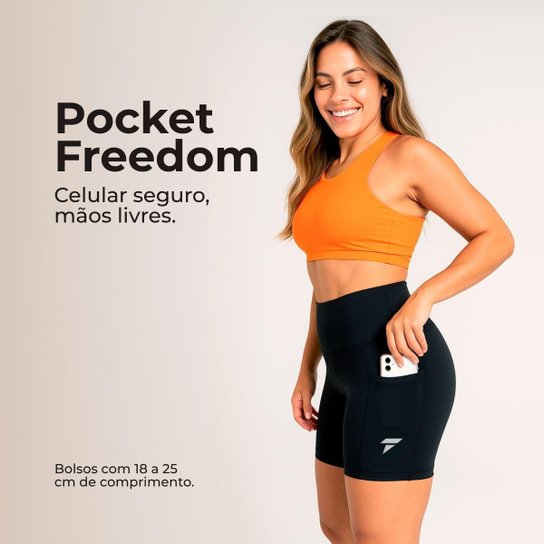 Short Academia Feminino Fitness com Bolso de Compressão Bermuda Feminino Corrida