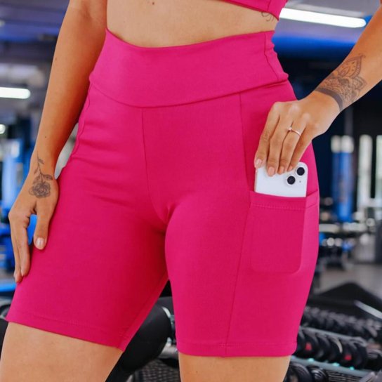 SHORT Bermuda Leg Legging LISO com BOLSO Suplex Reforçado Fitness Academia Yoga 1053