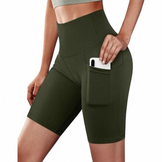SHORT Bermuda Leg Legging LISO com BOLSO Suplex Reforçado Fitness Academia Yoga 1053