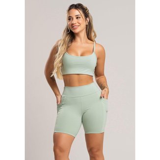Short Bolsos Cintura Alta Feminina Poliamida Mvb Modas