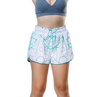 Short Elite Running Feminino - Branco e Verde