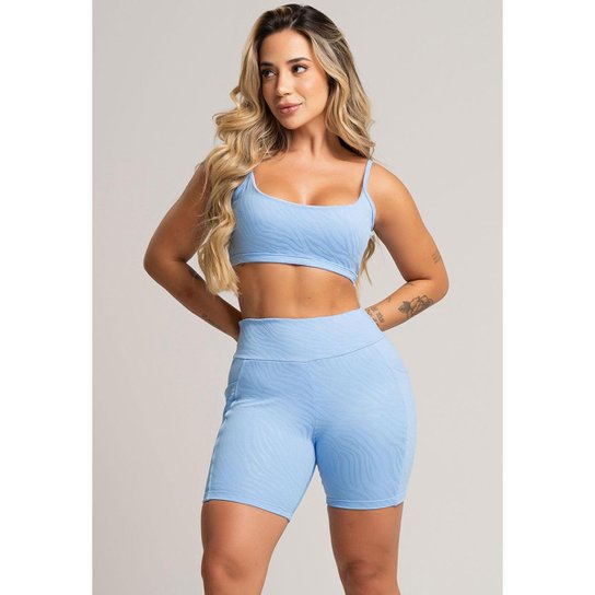Short Feminino Bolsos Cintura Alta Fitness Academia Jacquard Mvb Modas