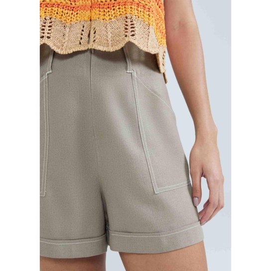 Short Hering Cintura Alta Com Linho Feminino