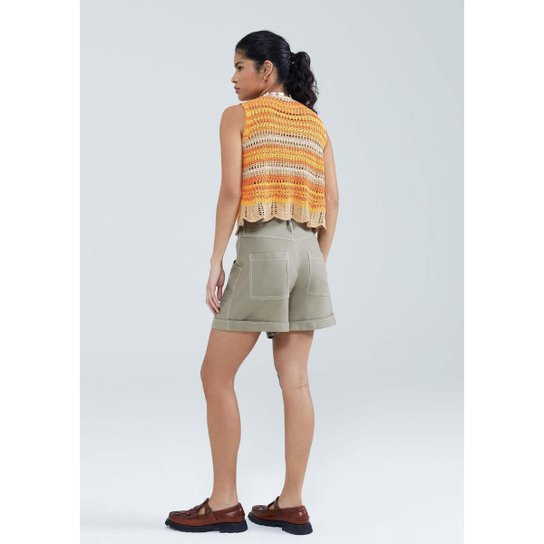 Short Hering Cintura Alta Com Linho Feminino