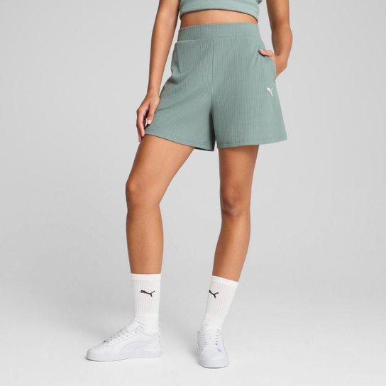 Short Puma Ess Elevated 5" High-Rise Rib Feminino