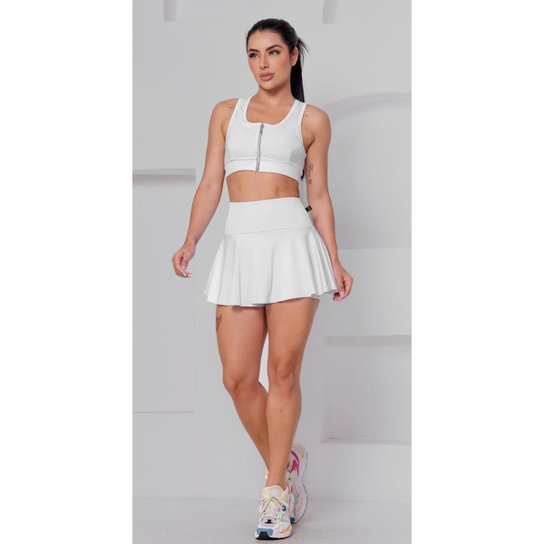Short Saia Babado Suplex Feminino Fitness Academia WOLFOX