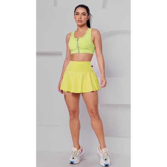 Short Saia Babado Suplex Feminino Fitness Academia WOLFOX