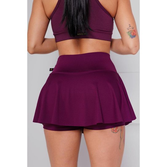 Short Saia Babado Suplex Feminino Fitness Academia WOLFOX