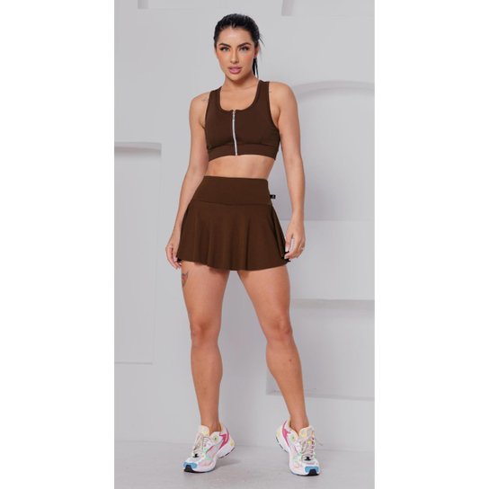 Short Saia Babado Suplex Feminino Fitness Academia WOLFOX