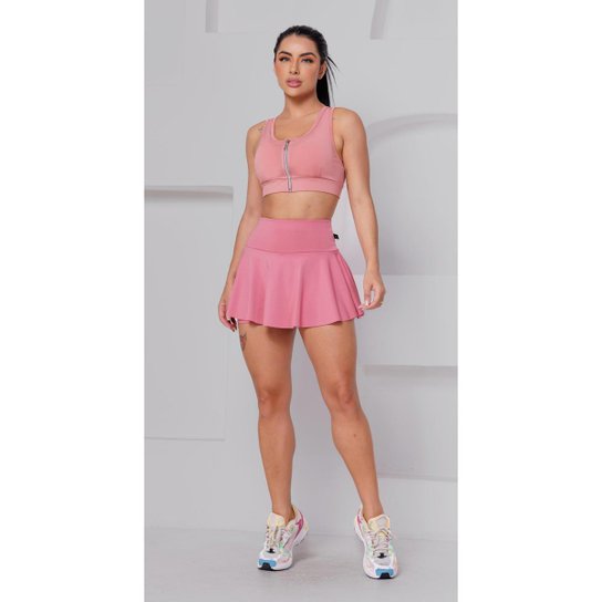 Short Saia Babado Suplex Feminino Fitness Academia WOLFOX