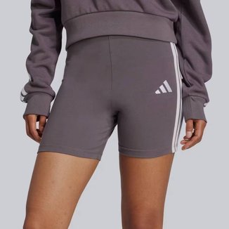 Shorts Adidas Biker 3 Stripes Feminino Cinza