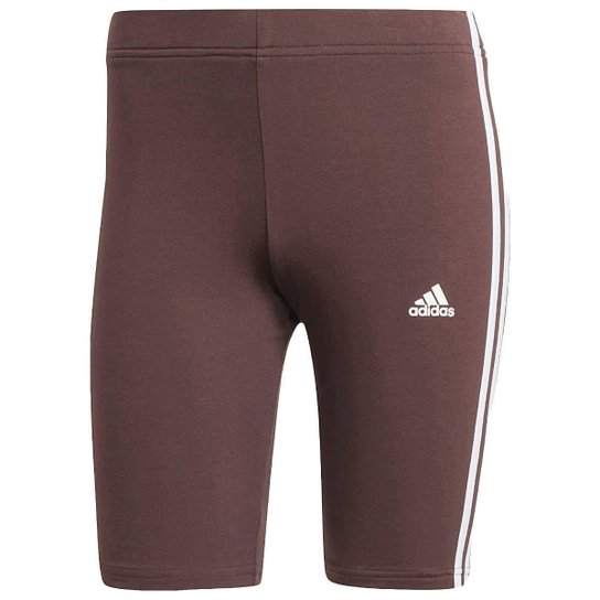 Shorts Adidas Biker 3 Stripes Feminino Marrom