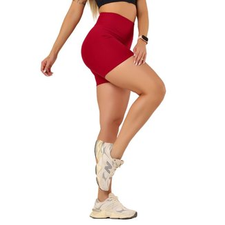 Shorts Biker Curto Feminino Poliamida Alta Compressão Cós Largo Duplo UV50+