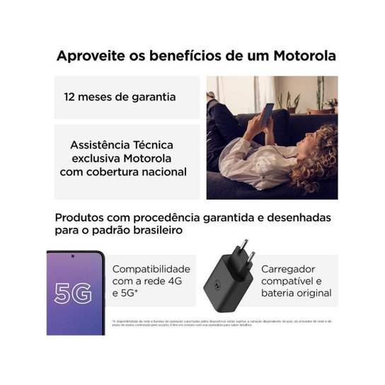 Smartphone Motorola Edge 30 Fusion 256GB 5G 4GB RAM 6,6” Câm. Tripla + Selfie 32MP