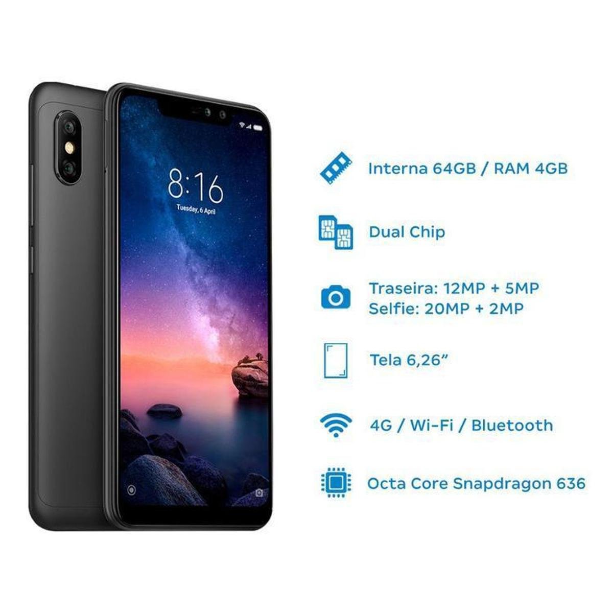 Smartphone Xiaomi Note Pro Preto Smartphone Xiaomi Redmi Note Pro