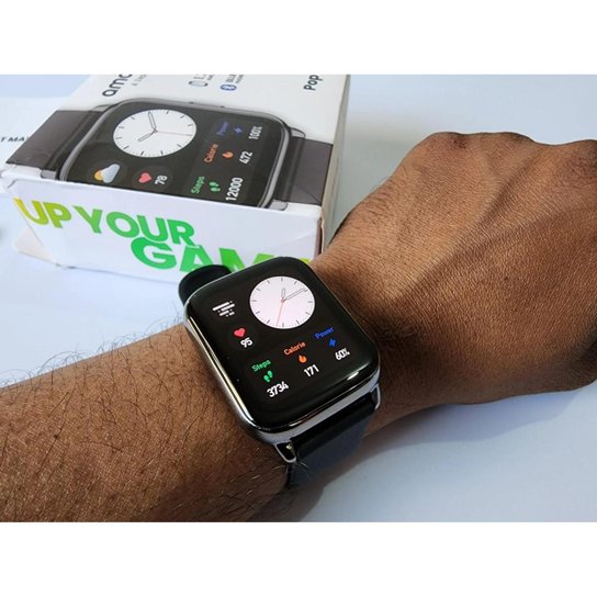 Smartwatch Amazfi Pop 3S Redes Sociais Saúde e Esportes Preto
