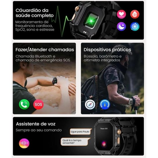 Smartwatch Relógio Haylou Iron N1 Amoled 2.13" Militar 5 Ultra
