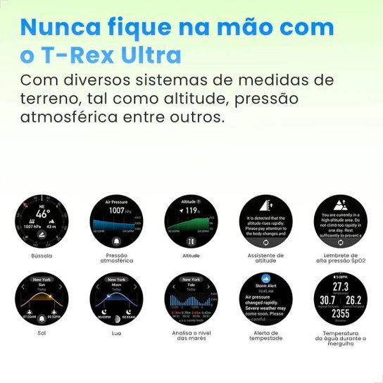Smartwatch T-Rex Ultra Amazfi GPS Amoled 1.3" Militar 3