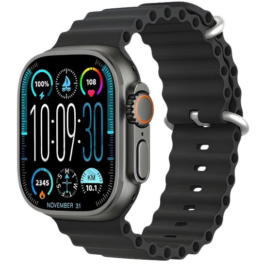 Smartwatch W69+ Plus Série 10 Ultra 49mm Nfc Super Amoled 2gb 2 Pulseiras Lançamento Gps Induçao