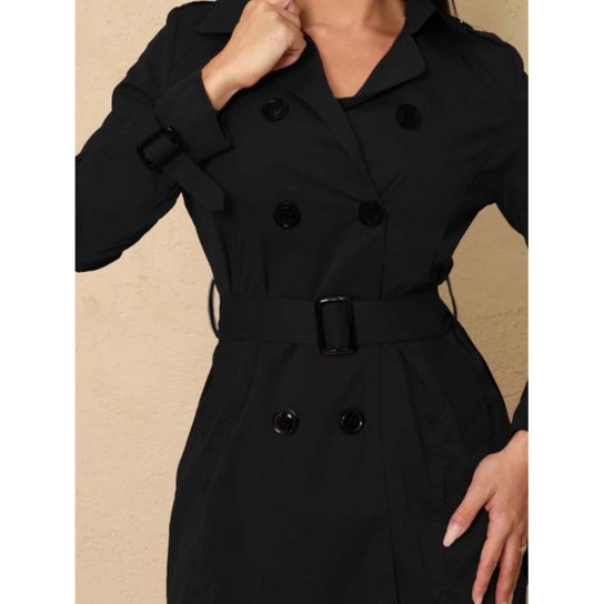 Sobretudo Feminino Elegante Casual Frio Outono Inverno