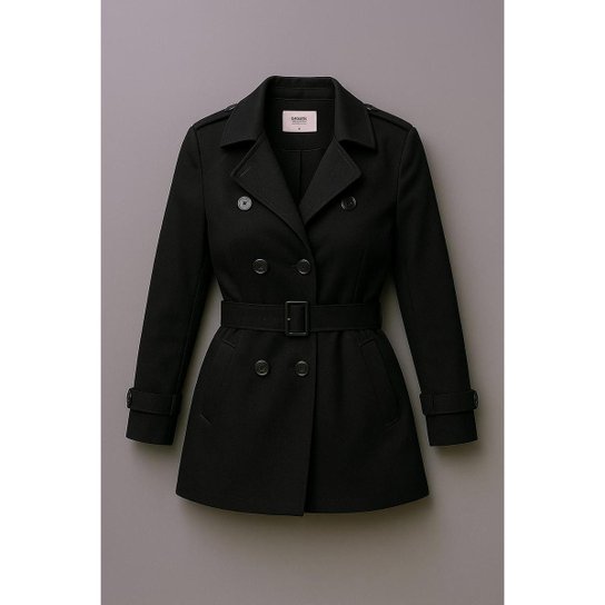 Sobretudo Feminino Jaquetão De Frio Grosso Forrado Blazzer com Bolsos Cintos e Fivelas