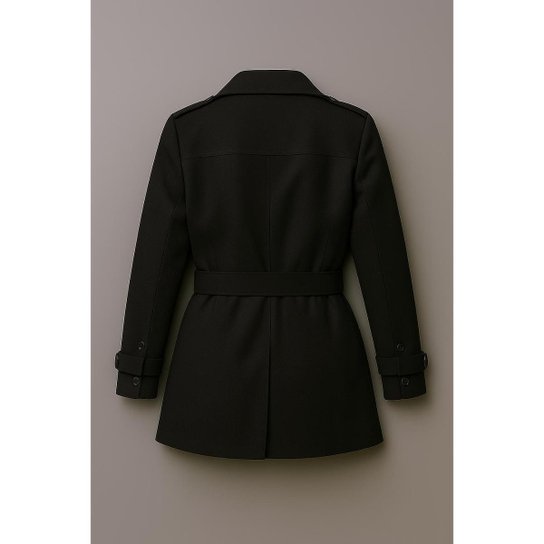 Sobretudo Feminino Jaquetão De Frio Grosso Forrado Blazzer com Bolsos Cintos e Fivelas