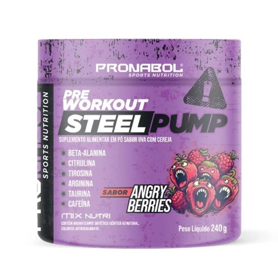 Steel Pump Pre-Workout Sabor Angry Berries 240G - Pronabol