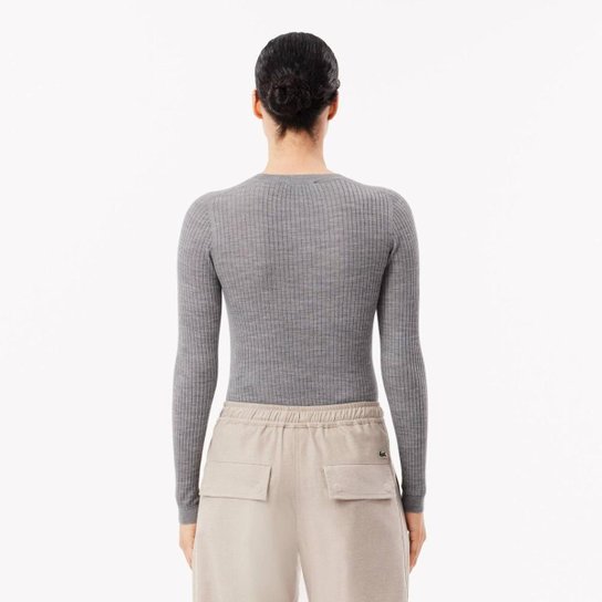 Suéter Lacoste De Gola Olímpica De Malha Merino 3D Lacoste Feminino