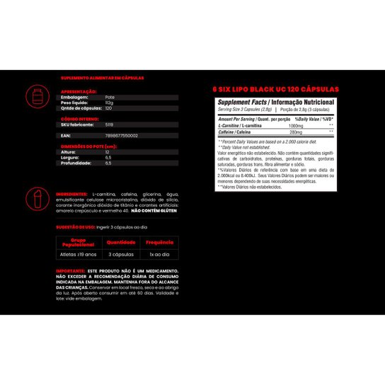 SUPER KIT 6 Six Bulking 6kg + 6 Six Whey Protein 900g + 6 Six Lipo Black 120 caps + Coq - BB