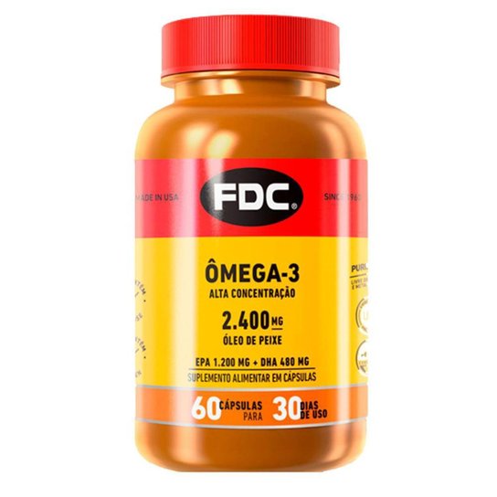 Suplemento Alimentar em Comprimidos FDC - Ômega 3 2400mg Alta Concentração 60 Caps