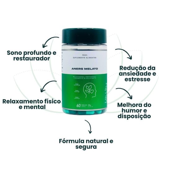 Suplemento Aners Melat Magnésio triptofano 60 Cáps