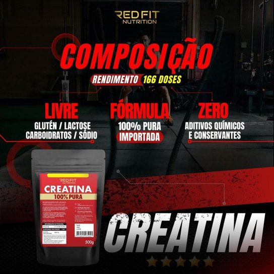 Suplemento em Pó Red Fit Nutrition 100% Puro Importado Creatina 500g