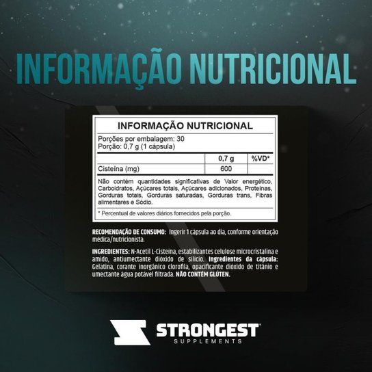 Suplemento NAC 600mg 30 Cápsulas Strongest