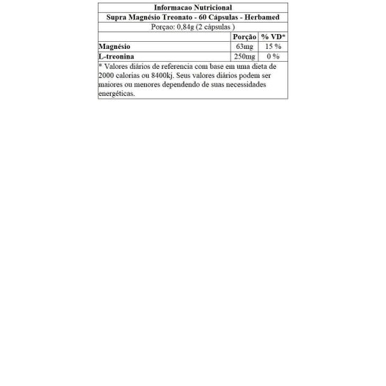 Supra Magnésio Treonato - 60 Cápsulas - Herbamed