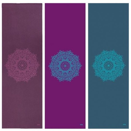 Tapete de yoga pvc ecológico estampa Mandala Design, yoga mat para pilates e ginástica 183x60cm