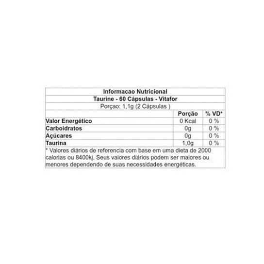 Taurine - 60 Cápsulas - Vitafor