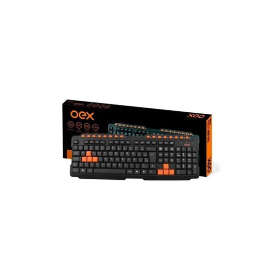 Teclado Gamer Action USB ABNT2 OEX Game TC200 Preto Laranja