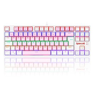Teclado Mecânico Gamer Redragon Daksa Bubblegum RGB Switch Blue ABNT2 Branco e Rosa K576PW-R PT-Blue